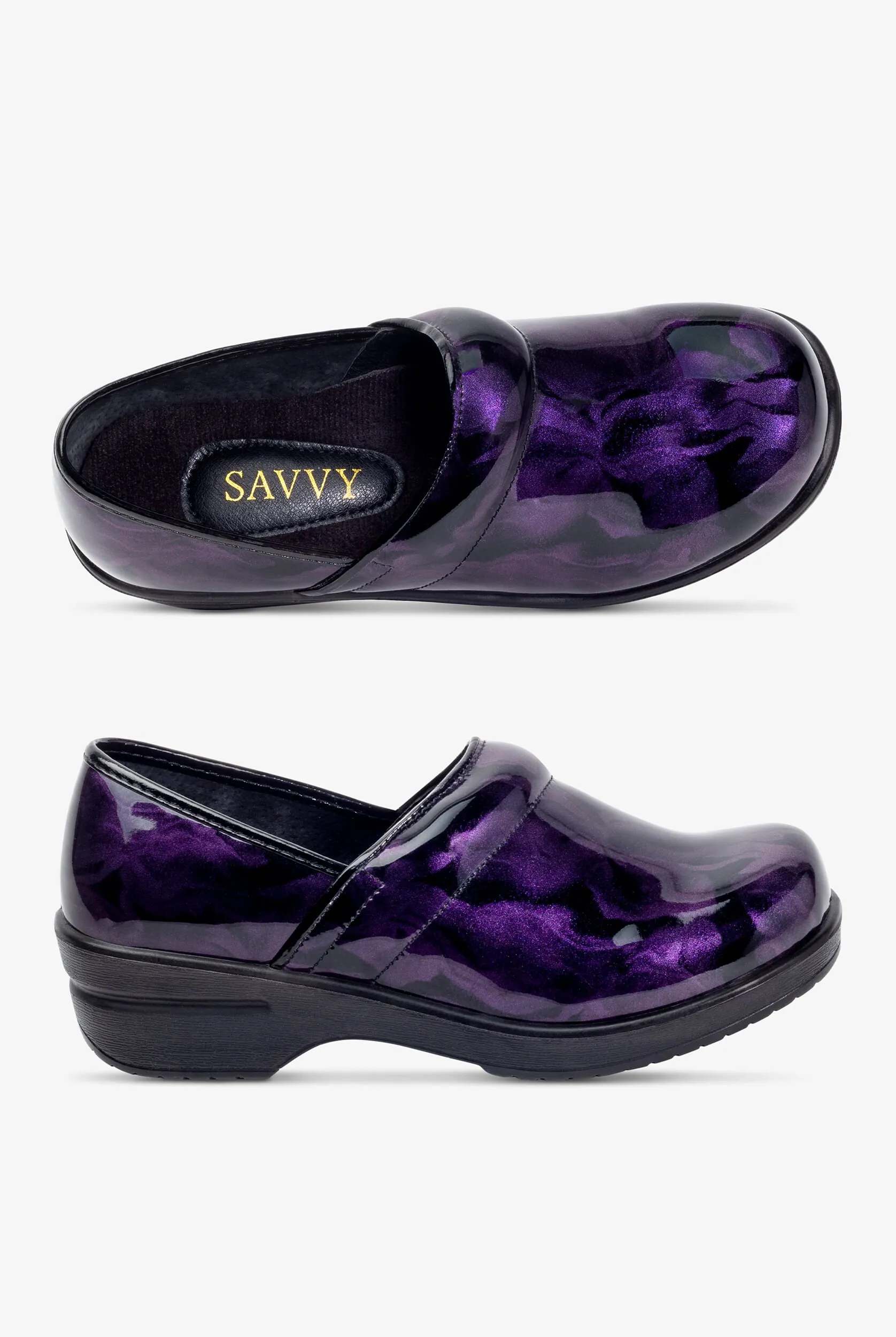 Zuecos de enfermería Savvy Brandy Deep Wave para mujer