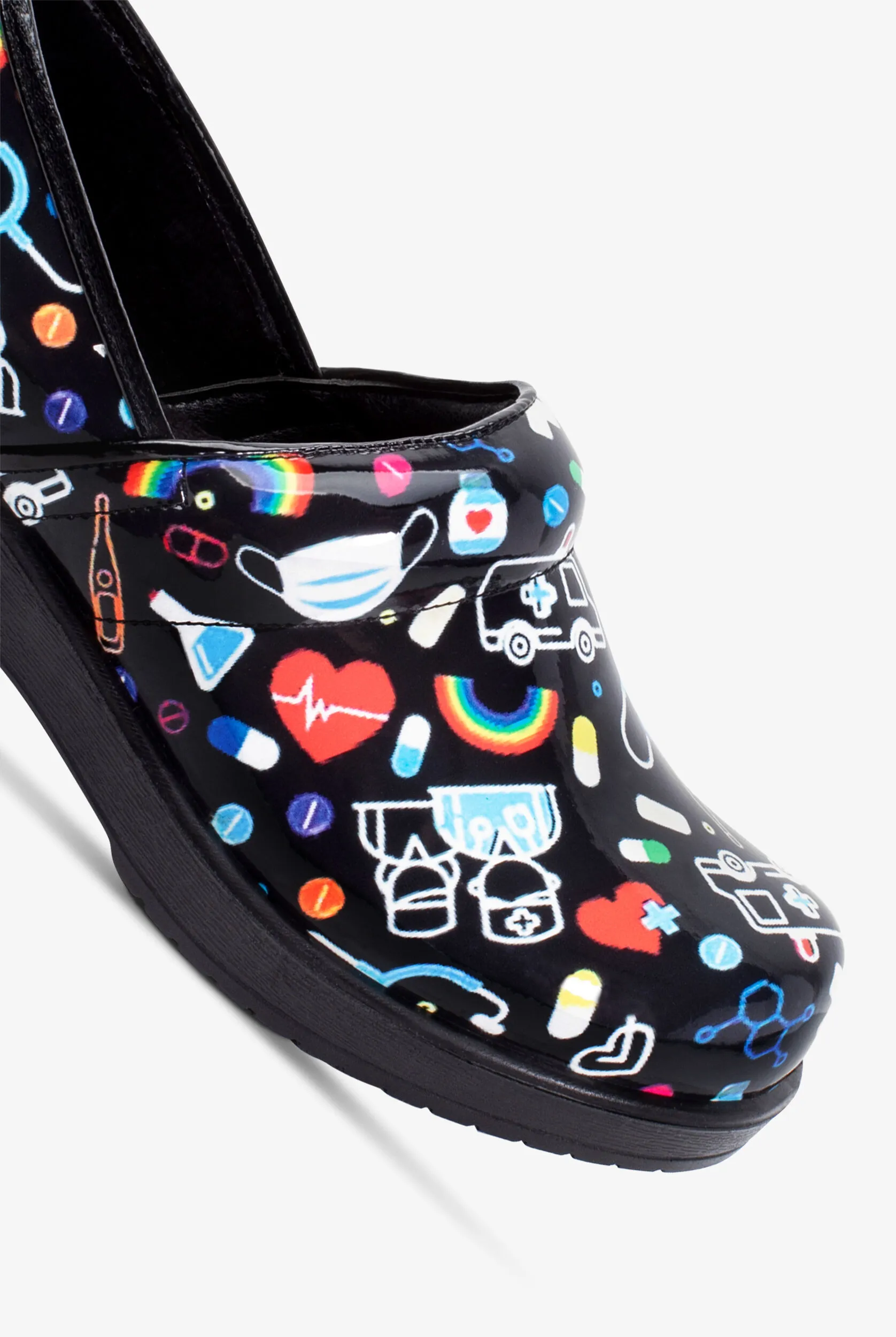 Zuecos de enfermería Savvy Brandy Nurse Print para mujer